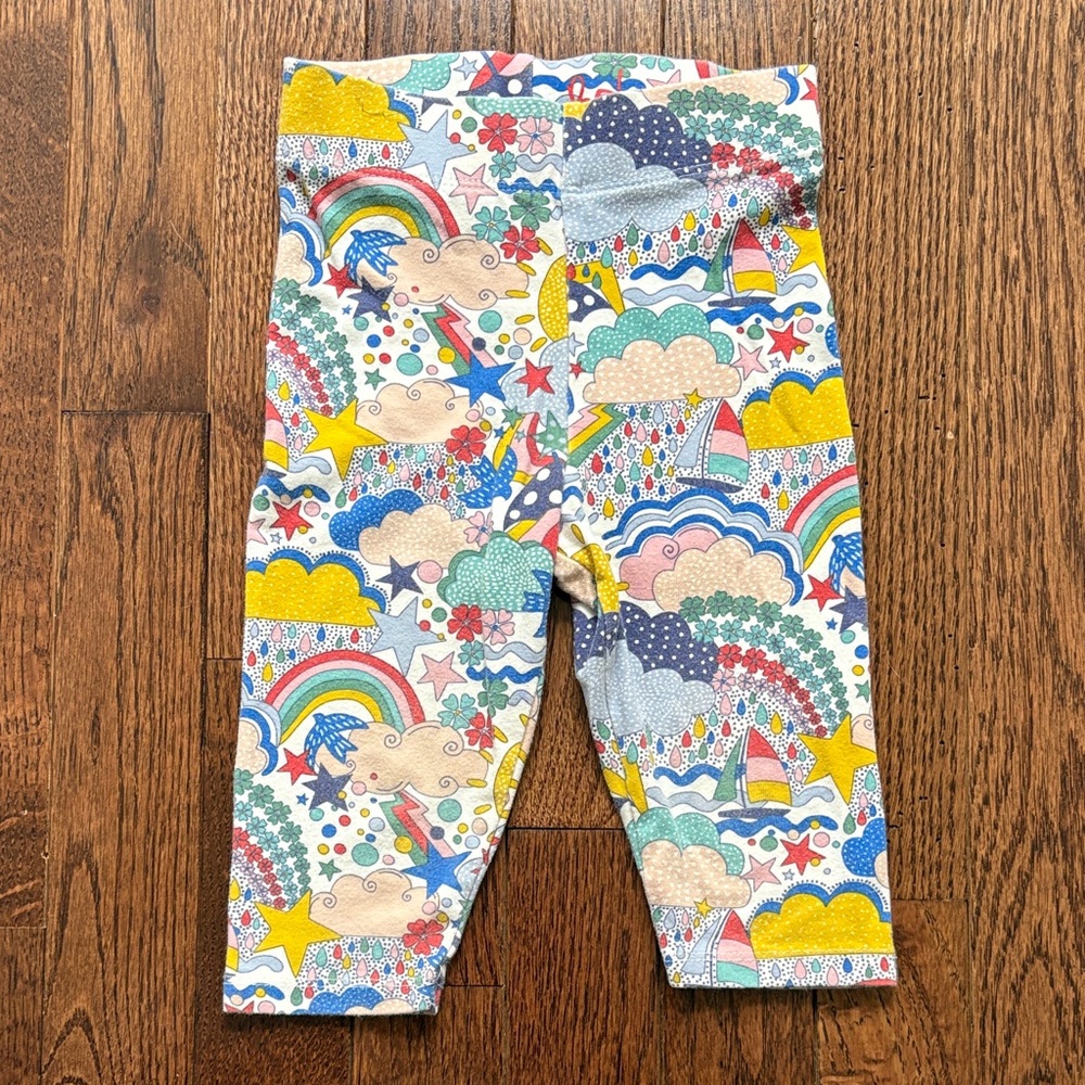 Mini Boden 18-24M Rainbow Weather & Cloud Fun Printed Cropped Leggings